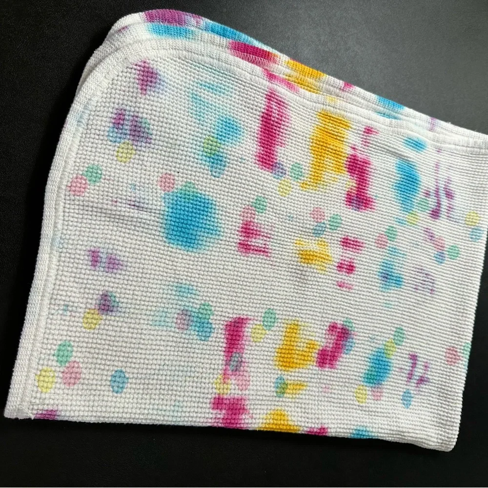 Baby Morgan Cotton Blanket Thermal Waffle Weave Tie-Dyed Balloons Vintage‎ USA